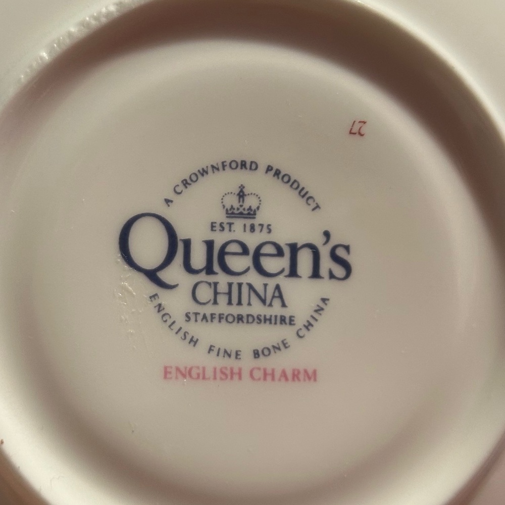 Queen's Staffordshire English Fine Bone China A Crownford Product Cup & Saucer - Picture 8 of 8
